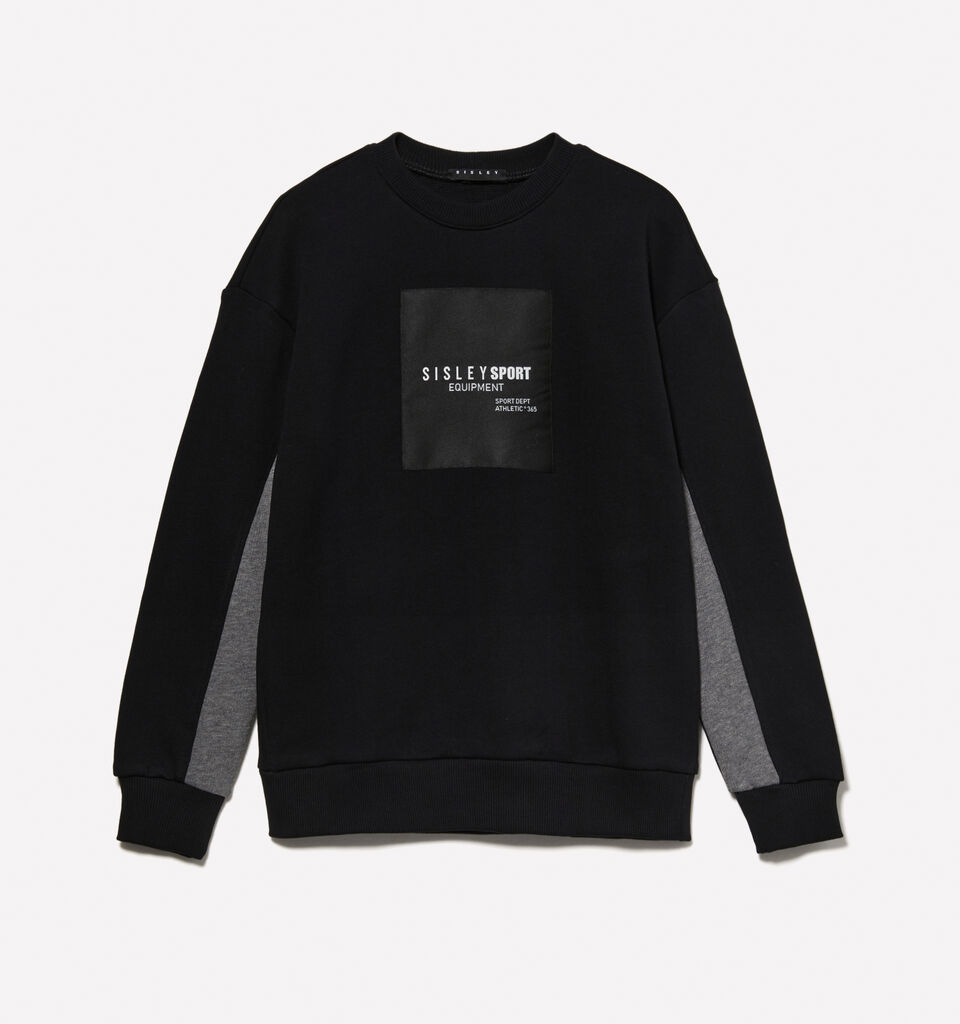 Black sweatshirt with logo tag - boys' knitwear - Black | Sisley Young image number 1